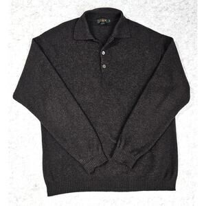 J. Crew 100% Cashmere Sweater Polo, Gray, Vintage, 1990's, Y2K, Mens Sz M
